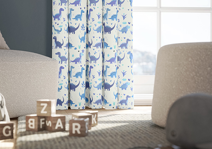 Dino Land, Blue Denim - Made to Measure Curtains - Image 5